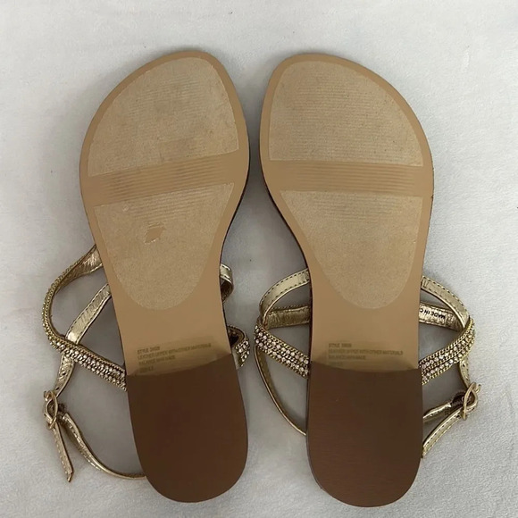 LILLY PULITZER | Delray Gold Sandal with Ankle Strap Flats size 6.5 NWOT - Picture 7 of 8